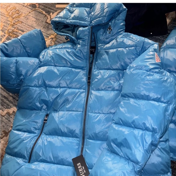 NWT Guess Blue Men’s XXL Puffer Jacket Removable hood - Picture 1 of 8